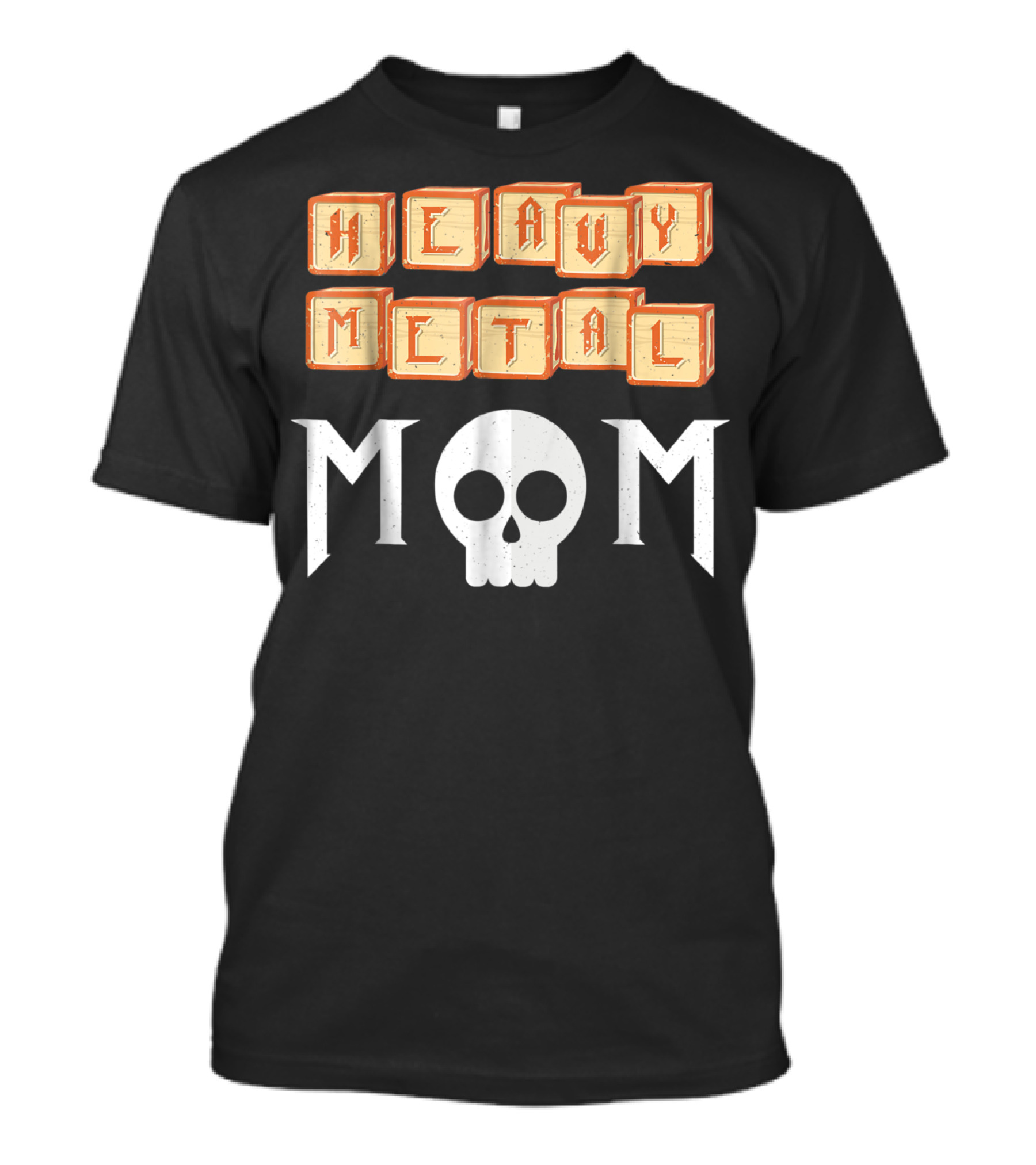 Heavy Metal Mom Skull Block Letters T-Shirt