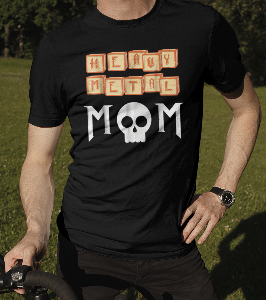 Heavy Metal Mom Skull Block Letters T-Shirt