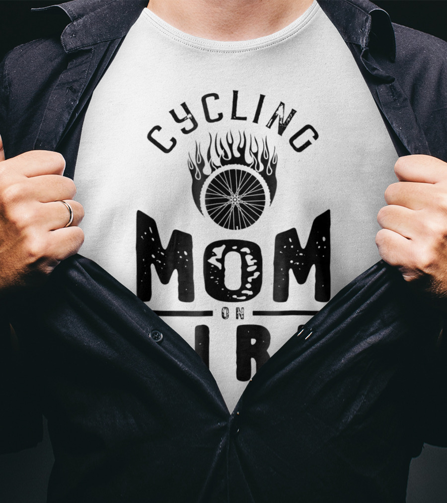 Cycling Mom On Fire Wheel Flames Sports Fan T-Shirt