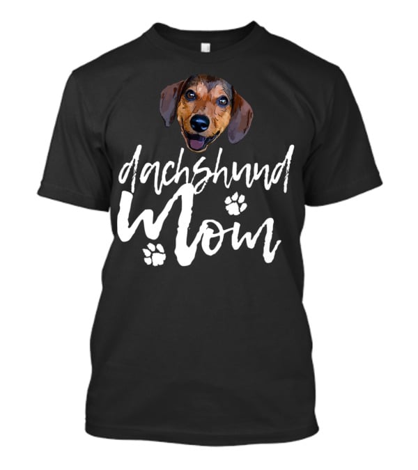 Dachshund Mom Cute Dog Face Paw Prints T-Shirt