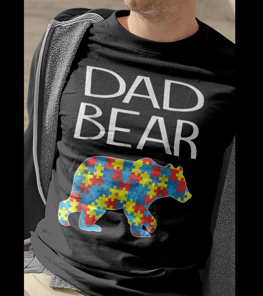 Dad Bear Autism Puzzle T-Shirt