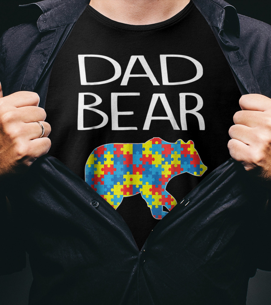 Dad Bear Autism Puzzle T-Shirt