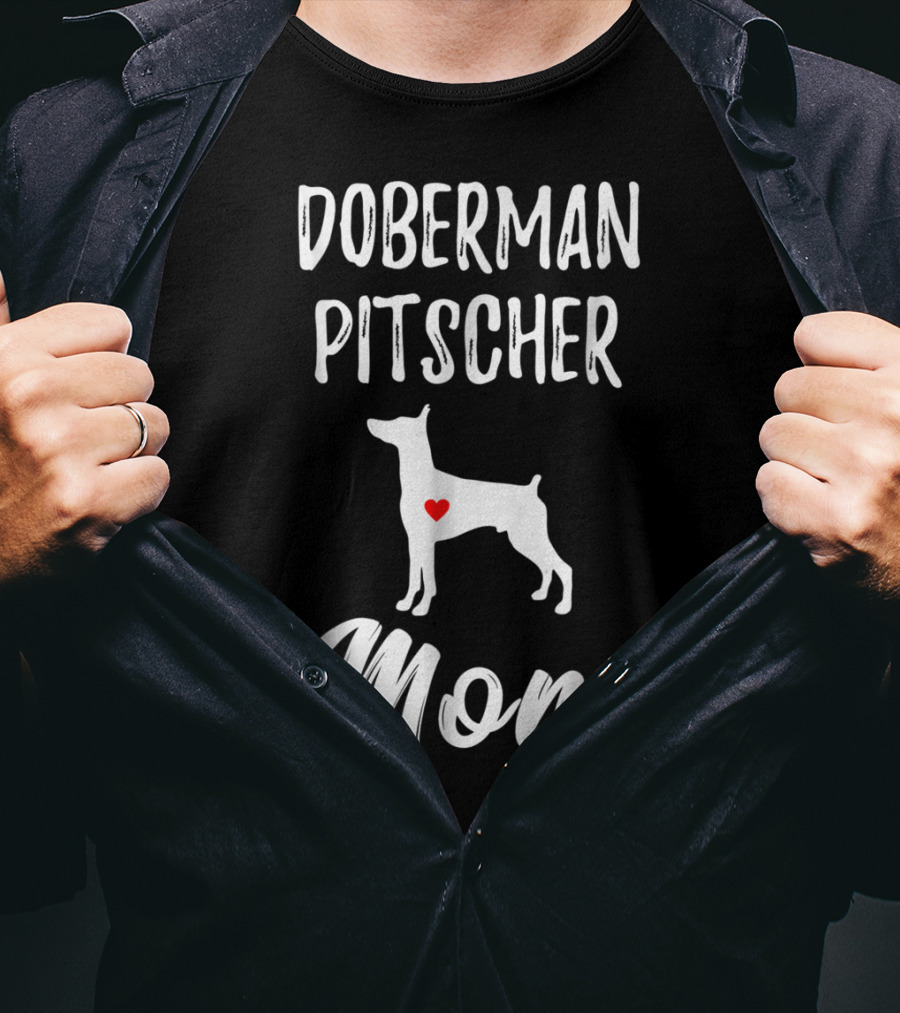 Doberman Pinscher Mom With Heart Accent T-Shirt