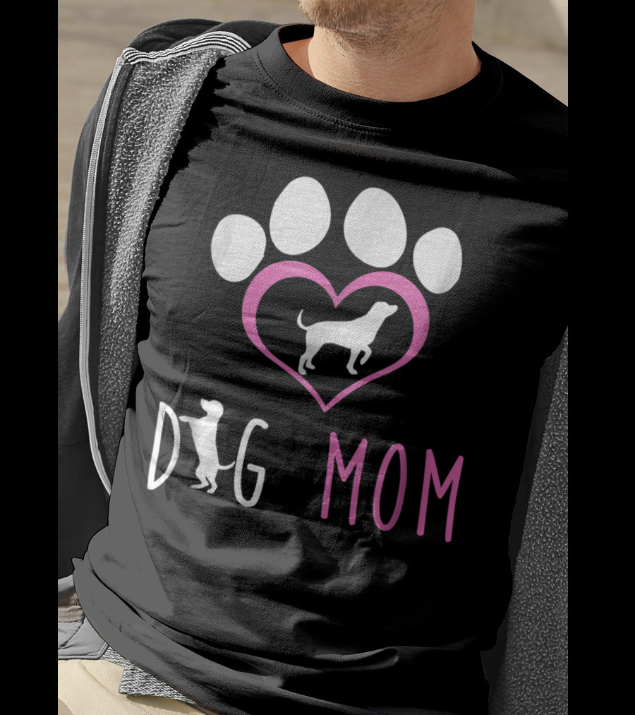 Dog Mom Paw Print Heart Dog Lover Women56 T-Shirt