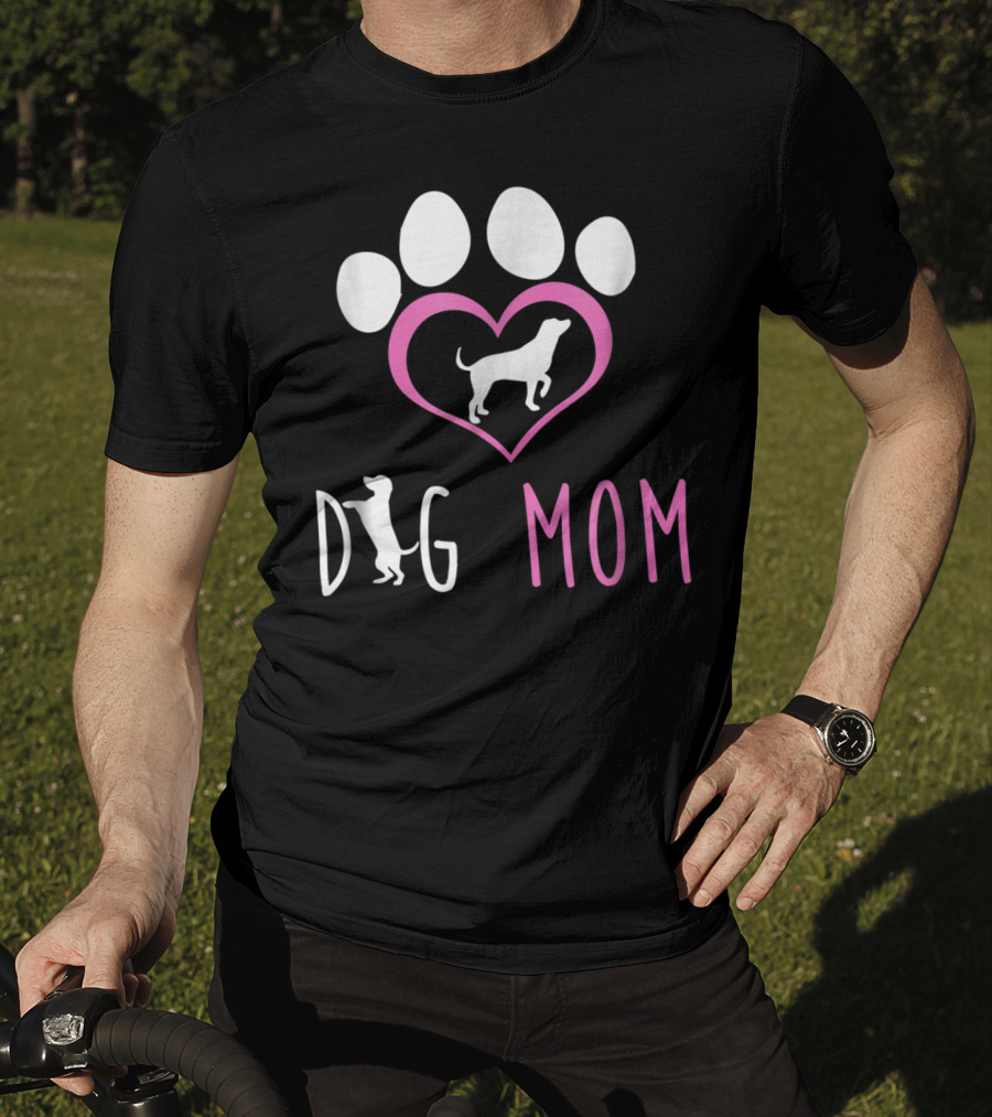 Dog Mom Paw Print Heart Dog Lover Women56 T-Shirt