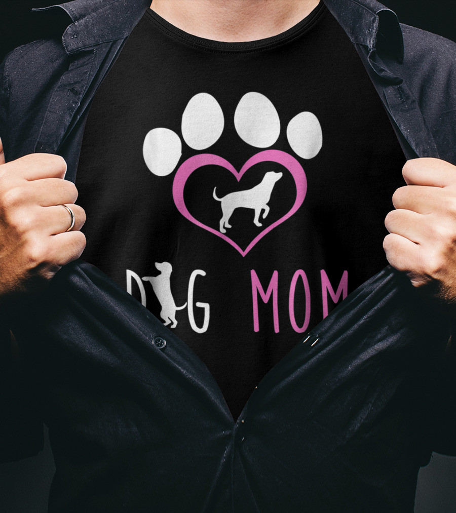 Dog Mom Paw Print Heart Dog Lover Women56 T-Shirt