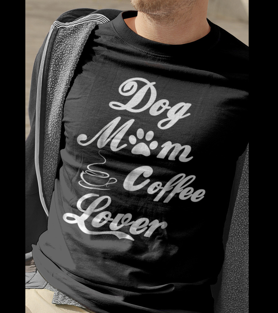 Dog Mom Paw Print Coffee Lover T-Shirt