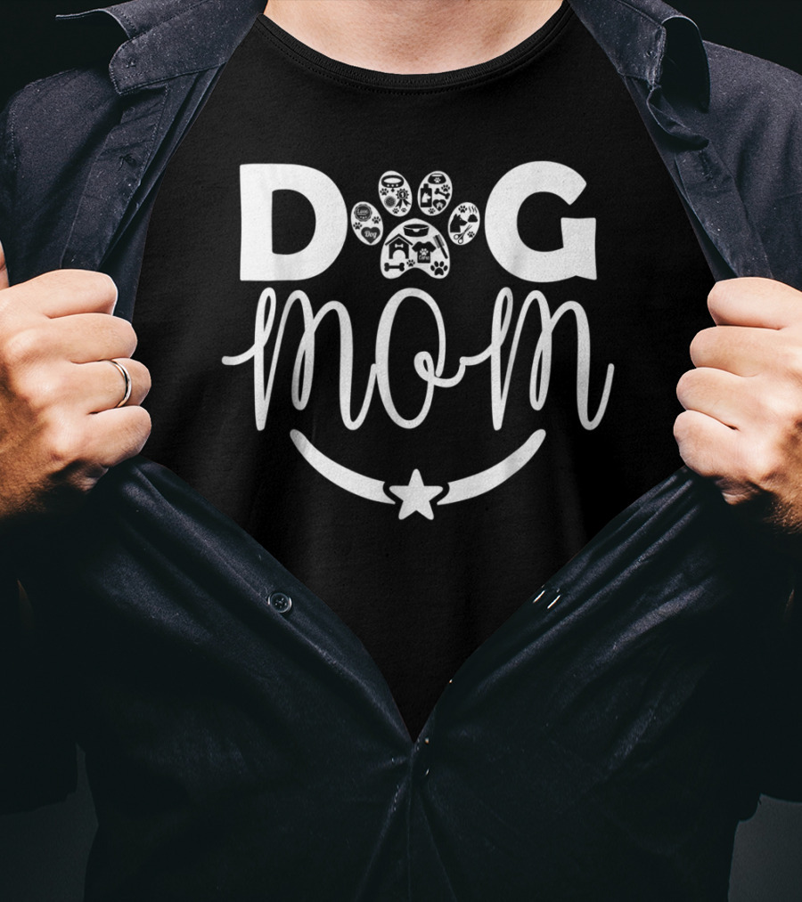 Dog Mom Perfect Funny Family Paw Print Star T-Shirt