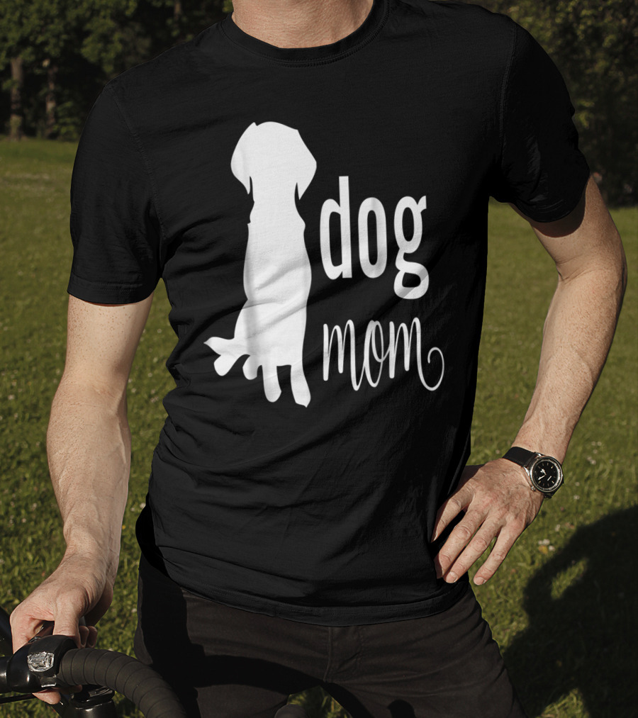 Dog Mom Silhouette White Dog Mom T-Shirt
