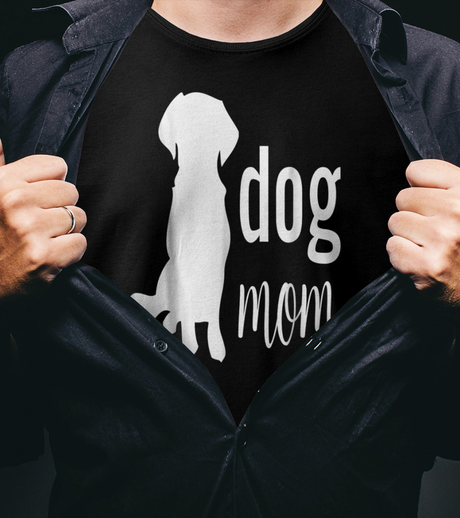 Dog Mom Silhouette White Dog Mom T-Shirt