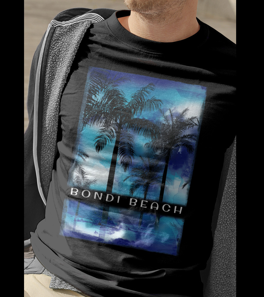 Bondi Beach Palm Trees With Vibrant Blue Ocean Reflection T-Shirt