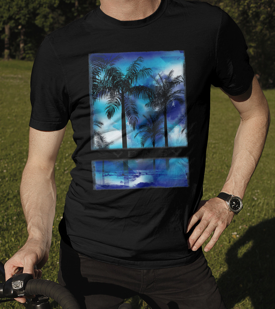 Sydney Australia Beach Palm Reflection Skyline T-Shirt