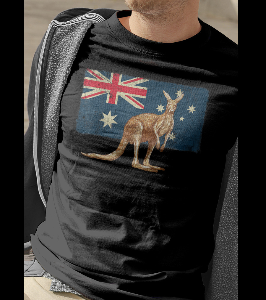 Australia Day Kangaroo With Australian Flag T-Shirt