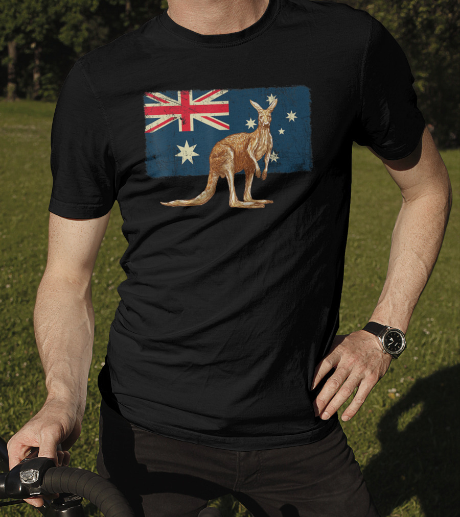 Australia Day Kangaroo With Australian Flag T-Shirt