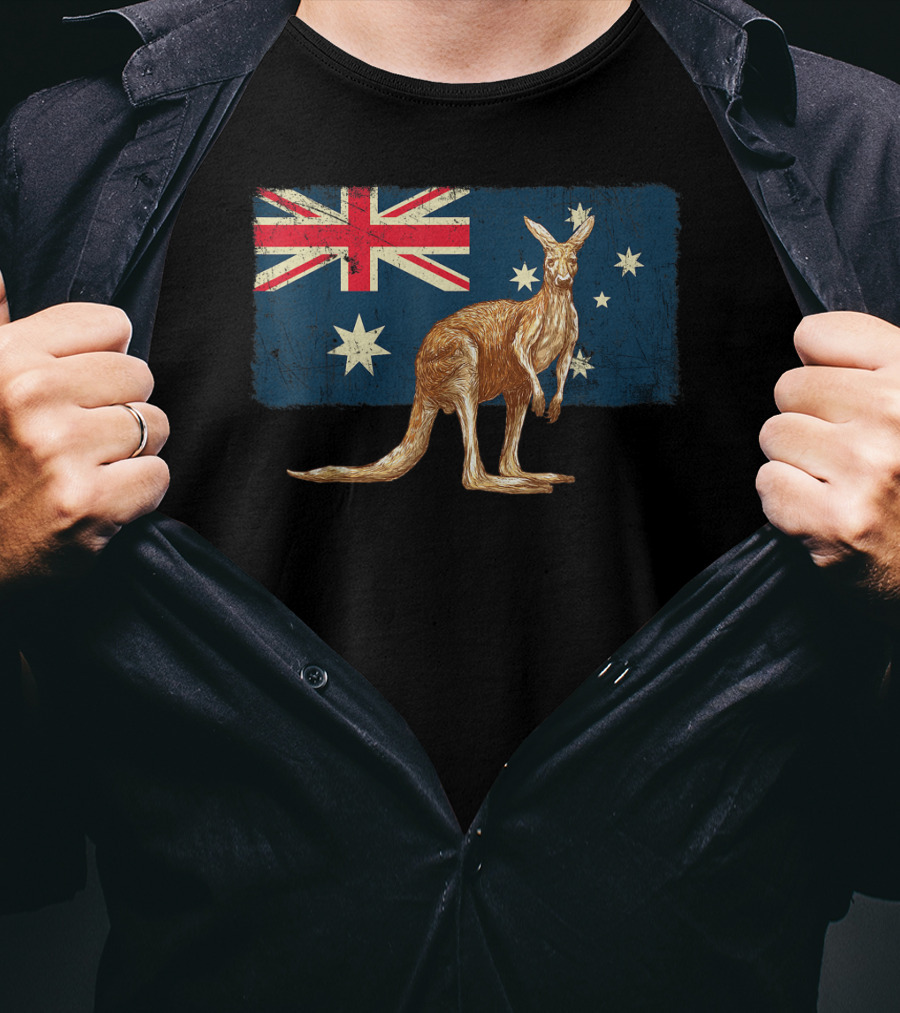 Australia Day Kangaroo With Australian Flag T-Shirt