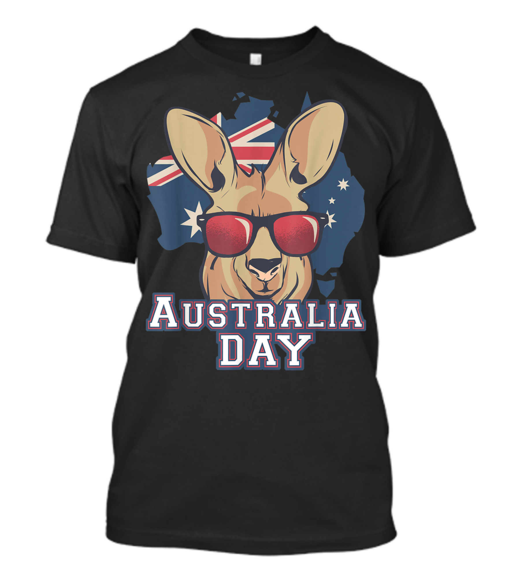 Australia Day Kangaroo With Sunglasses Australian Flag T-Shirt
