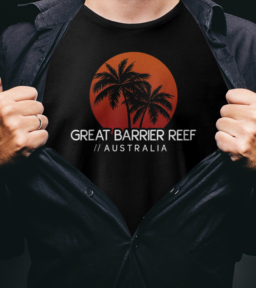 Great Barrier Reef Australia Sunset Palms T-Shirt