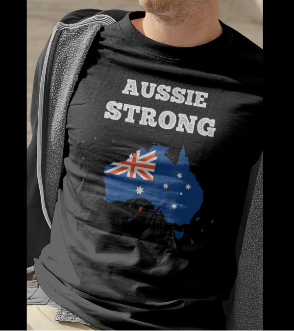 Aussie Strong Australian Flag Map Support Australia T-Shirt