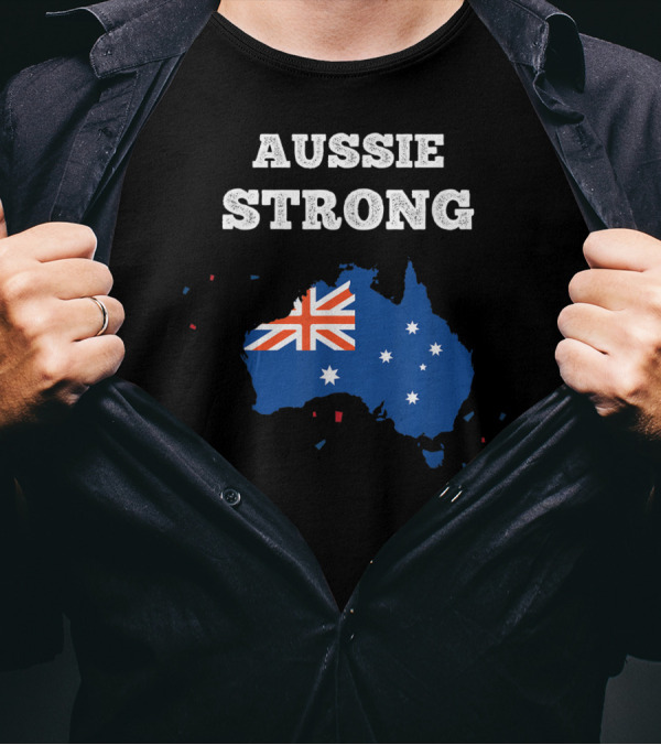 Aussie Strong Australian Flag Map Support Australia T-Shirt