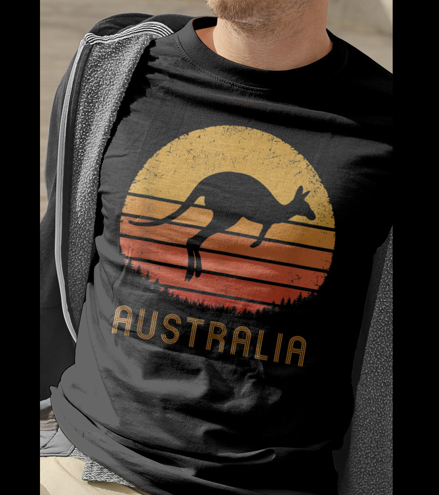 Australia Kangaroo Vintage Outback Sunset T-Shirt