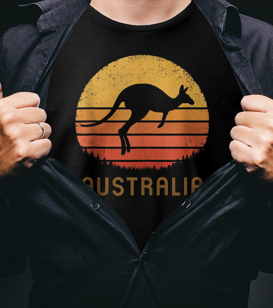 Australia Kangaroo Vintage Outback Sunset T-Shirt