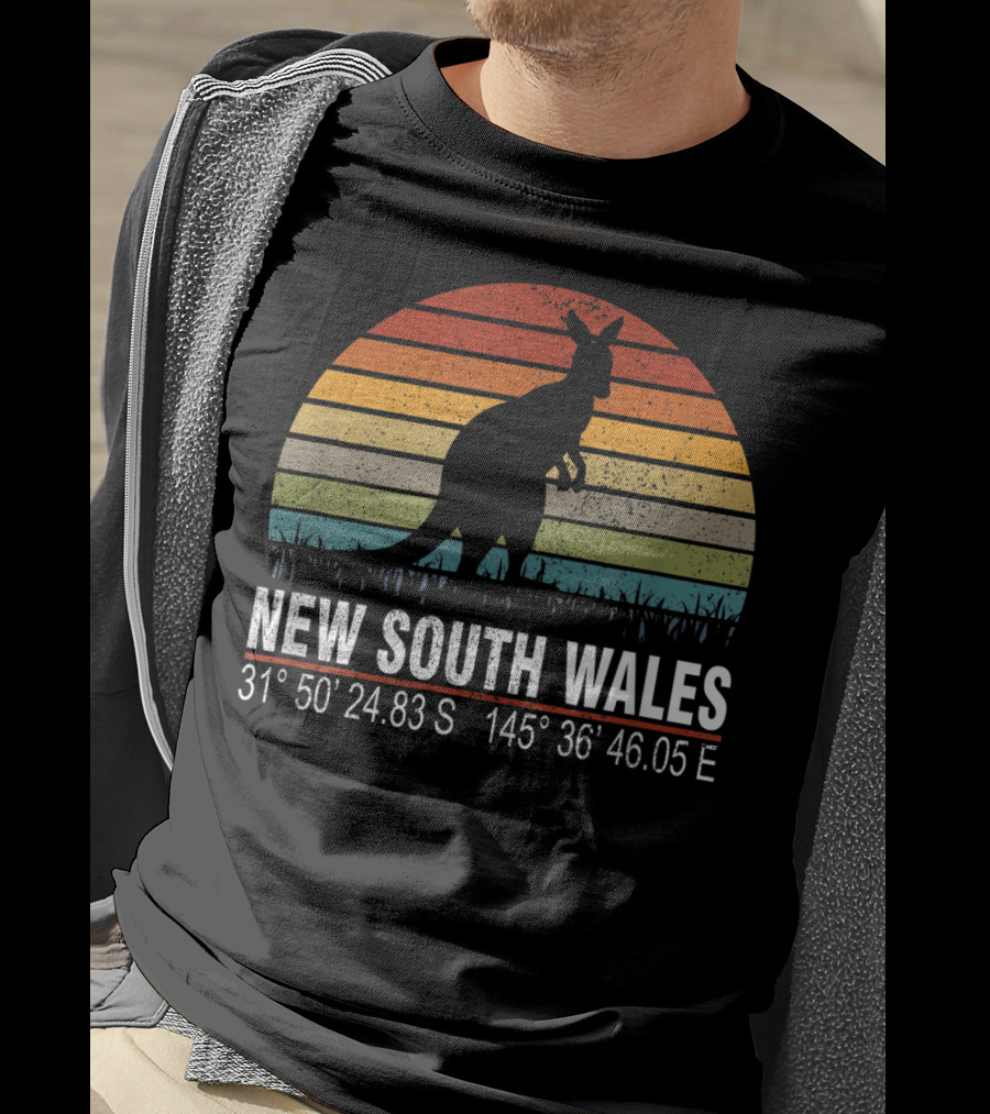 New South Wales Kangaroo Vintage Distressed Coordinates T-Shirt