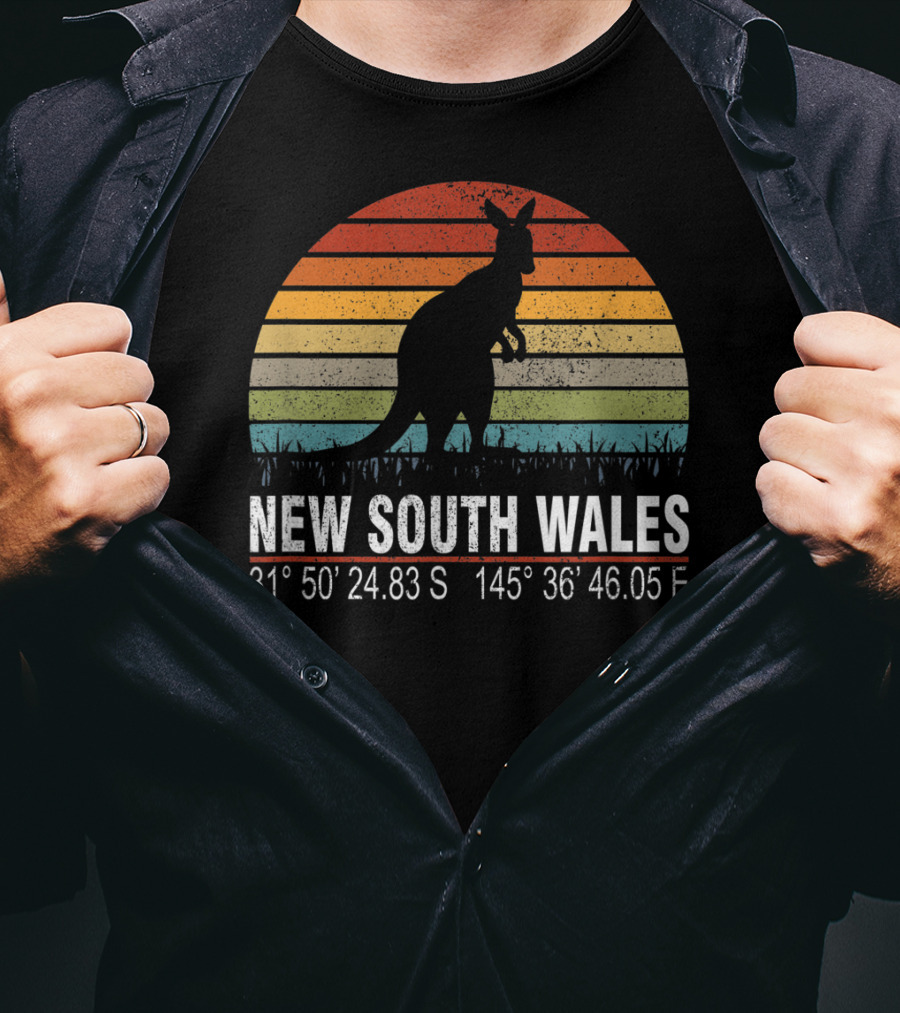 New South Wales Kangaroo Vintage Distressed Coordinates T-Shirt