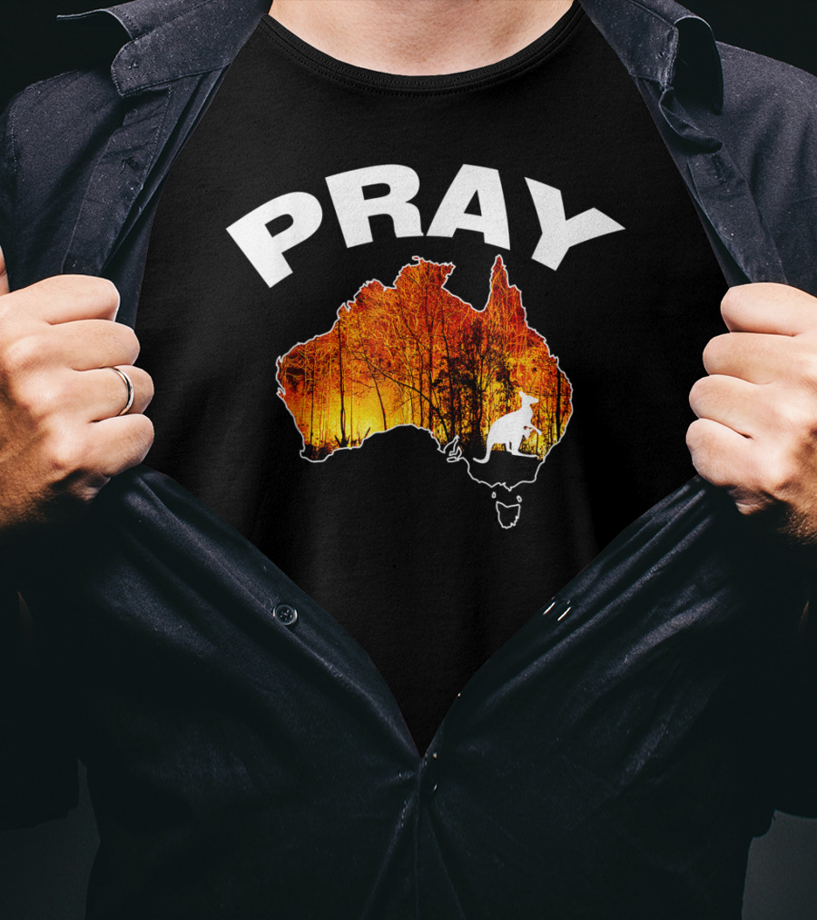 Pray Australia Bush Fire Awareness Kangaroo T-Shirt
