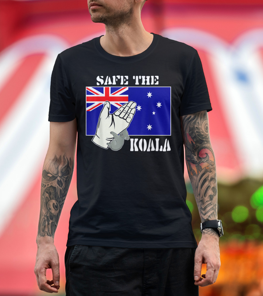 Safe The Koala Australia Flag Animal Welfare Koala T-Shirt