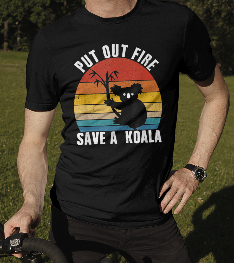 Vintage Put Out Fire Save A Koala Retro Sunset T-Shirt