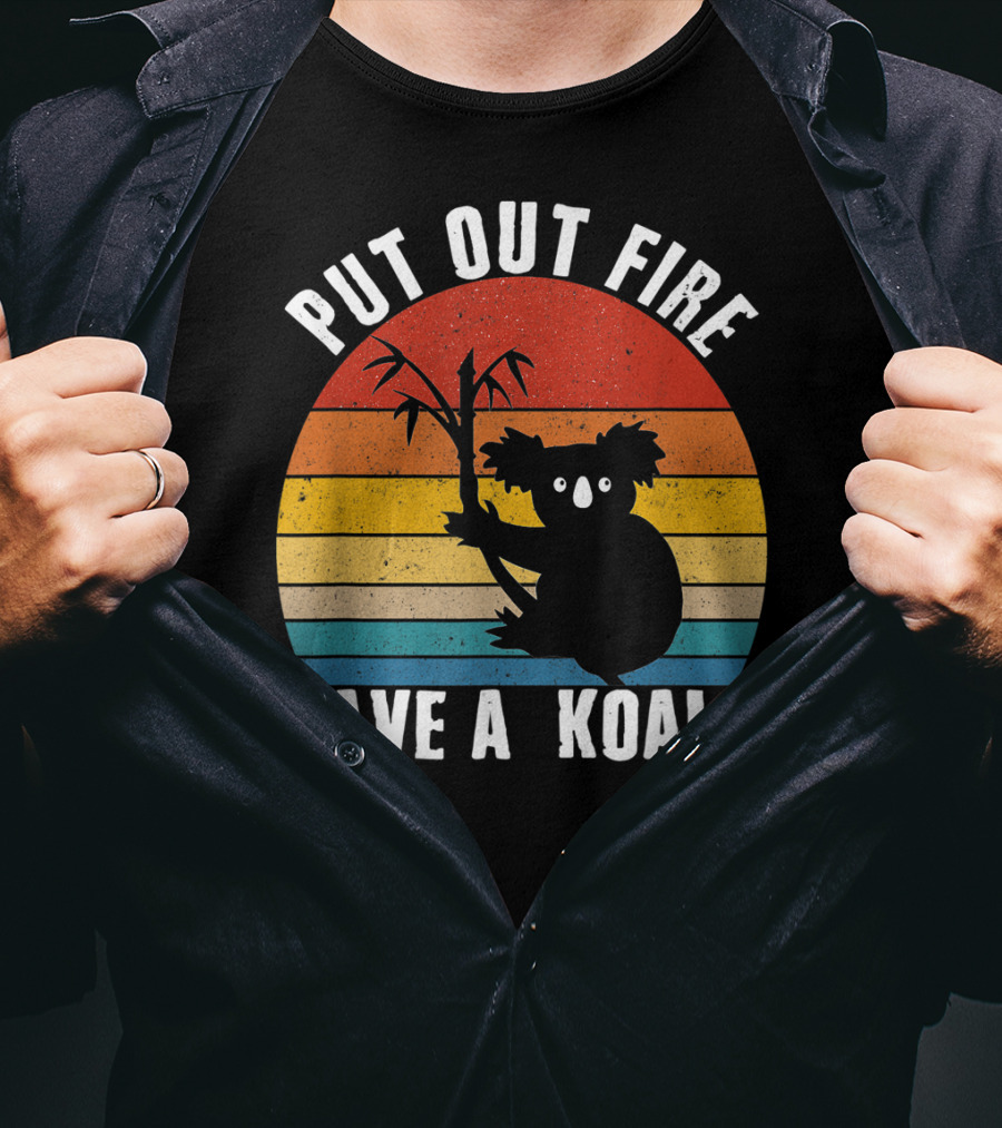 Vintage Put Out Fire Save A Koala Retro Sunset T-Shirt