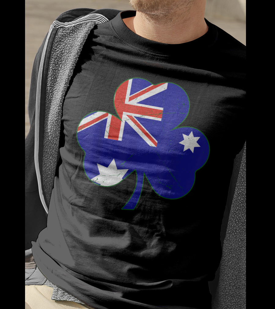 Australia Flag Irish Shamrock Emblem T-Shirt