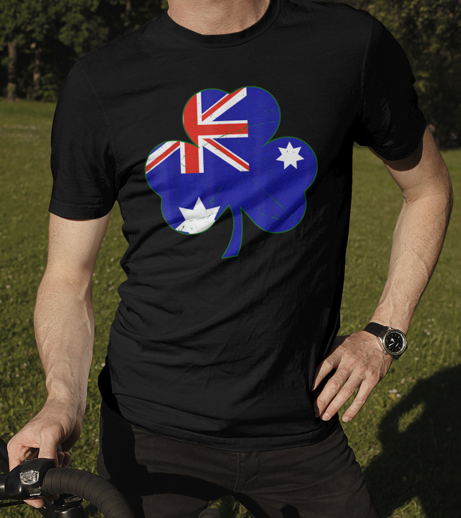 Australia Flag Irish Shamrock Emblem T-Shirt