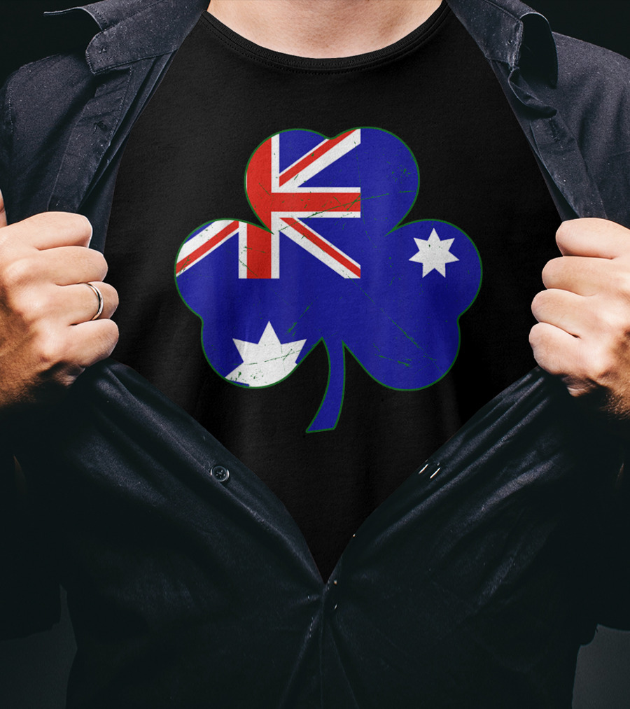 Australia Flag Irish Shamrock Emblem T-Shirt