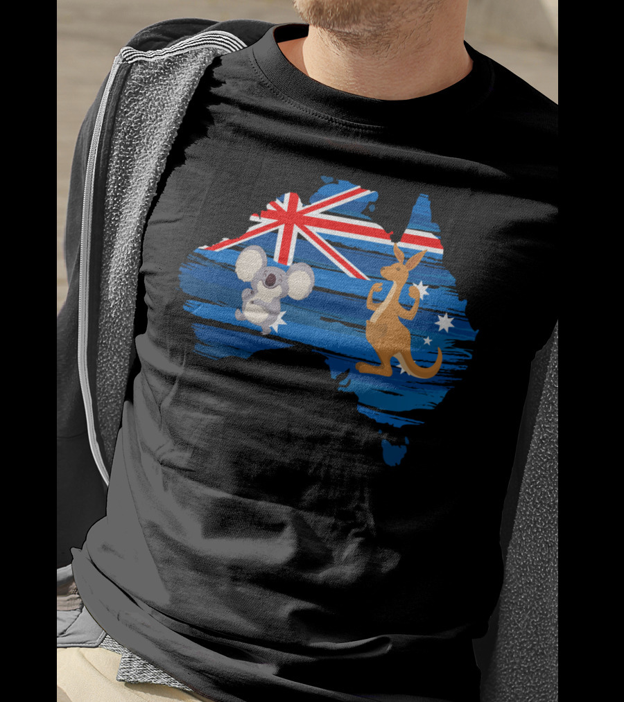 Koala Kangaroo Australia Flag Map Celebrate T-Shirt