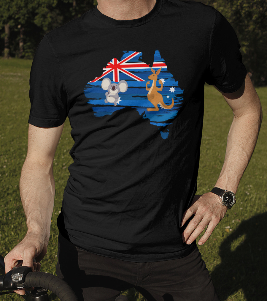 Koala Kangaroo Australia Flag Map Celebrate T-Shirt