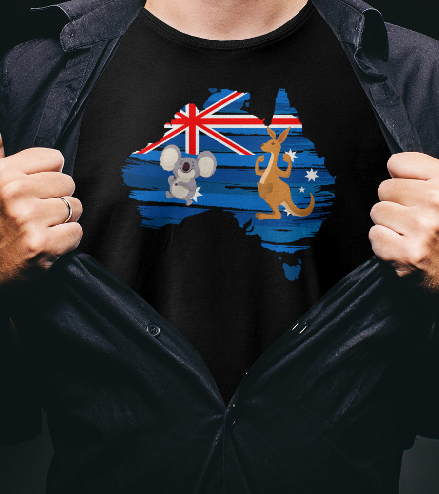Koala Kangaroo Australia Flag Map Celebrate T-Shirt