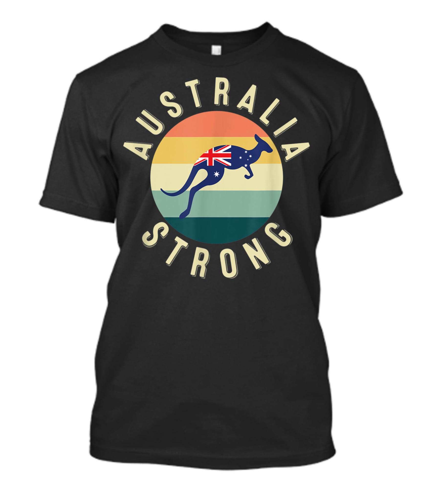 Australia Strong Kangaroo With Flag Sunset Stripes T-Shirt