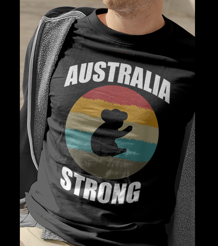 Australia Strong Koala Bear Retro Circle T-Shirt