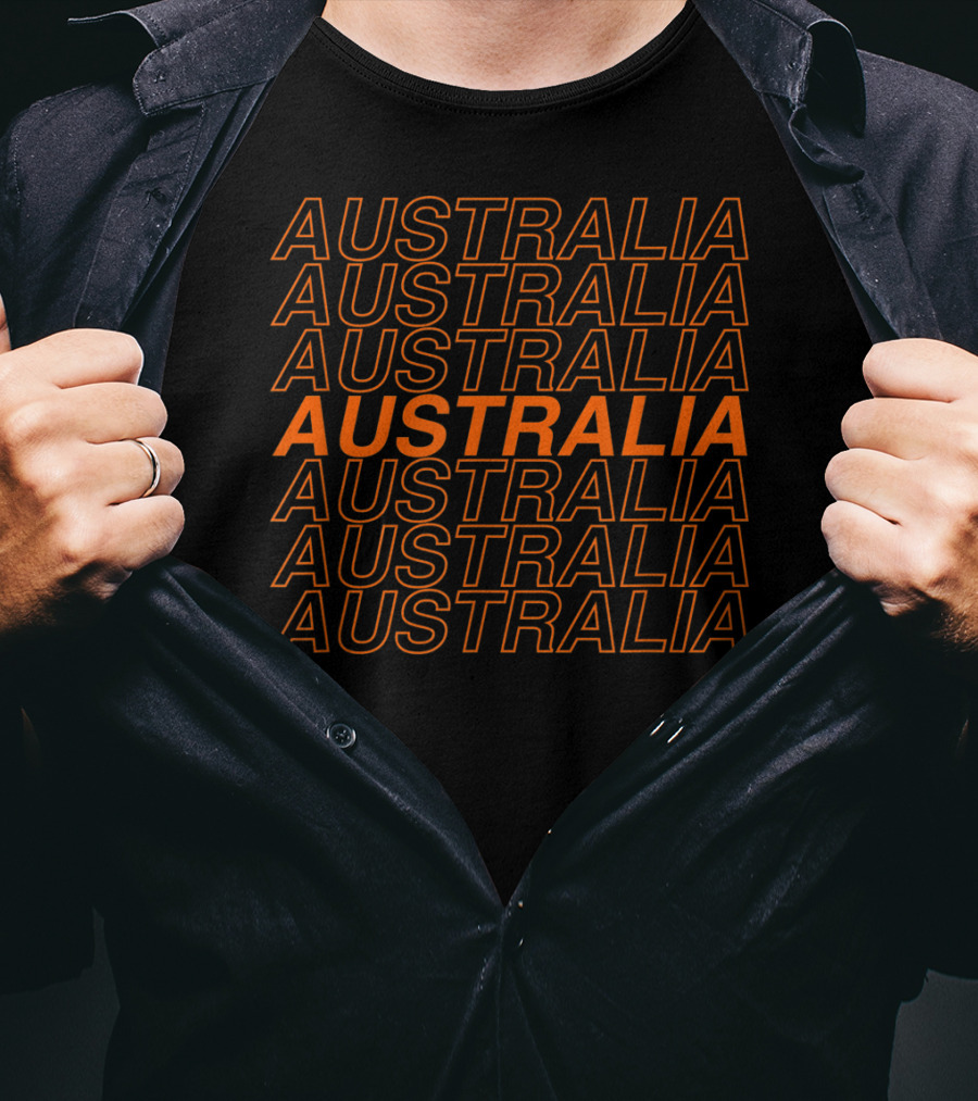 Classic Australia Stacked Text Design Repeated T-Shirt