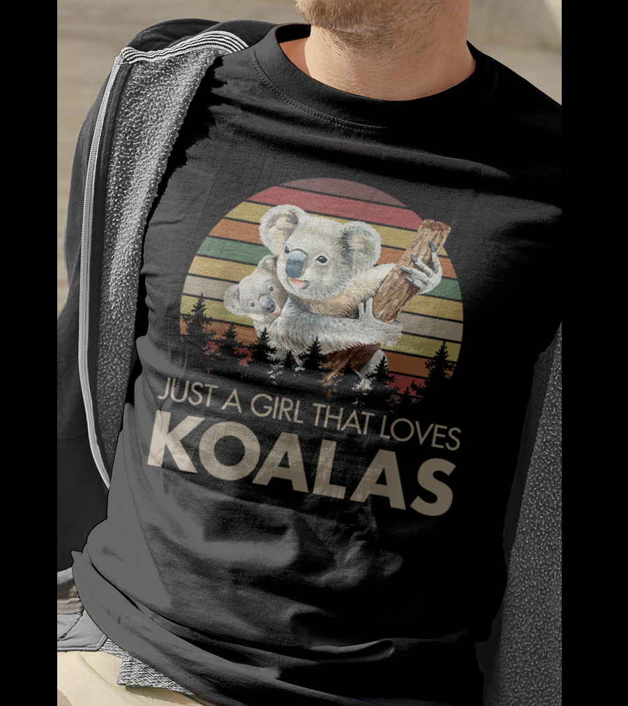 Just A Girl That Loves Koalas Retro Sunset Forest T-Shirt