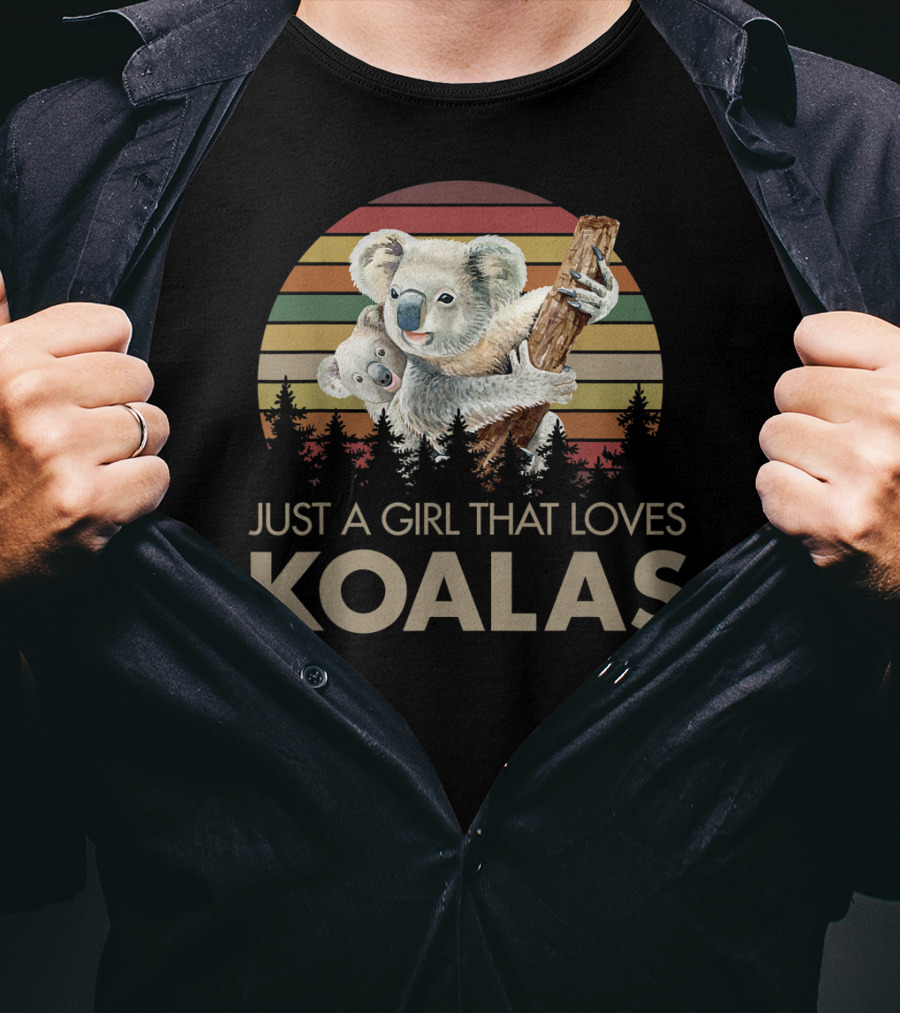 Just A Girl That Loves Koalas Retro Sunset Forest T-Shirt