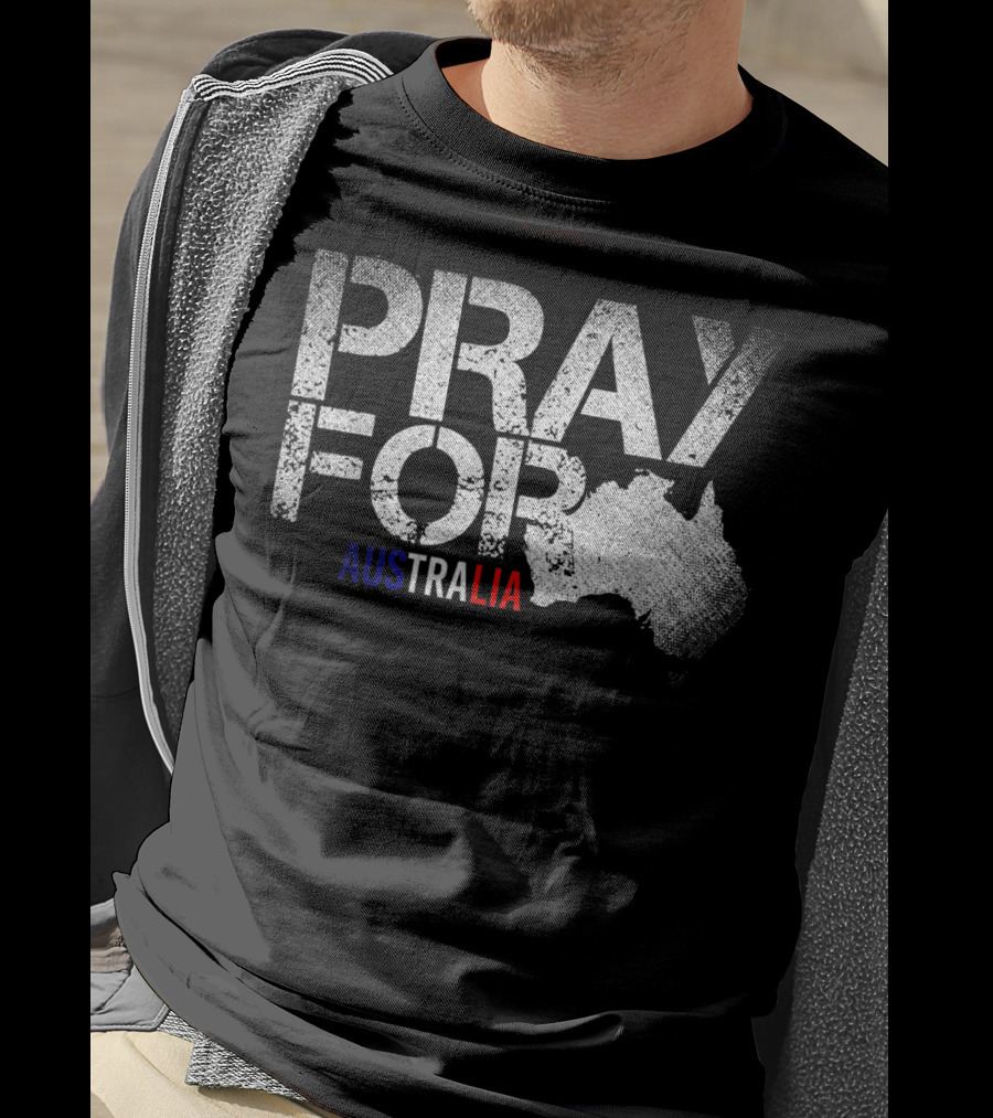 Pray For Australia Fire Storm Vintage Grunge Map T-Shirt