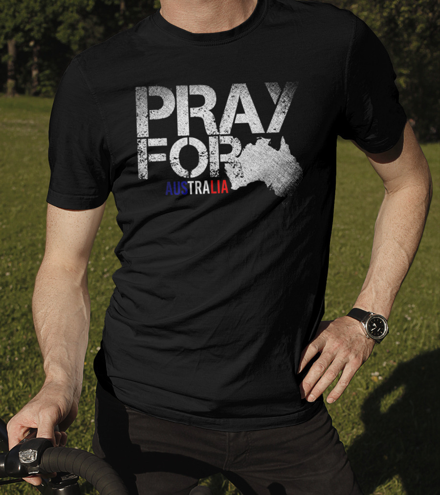 Pray For Australia Fire Storm Vintage Grunge Map T-Shirt