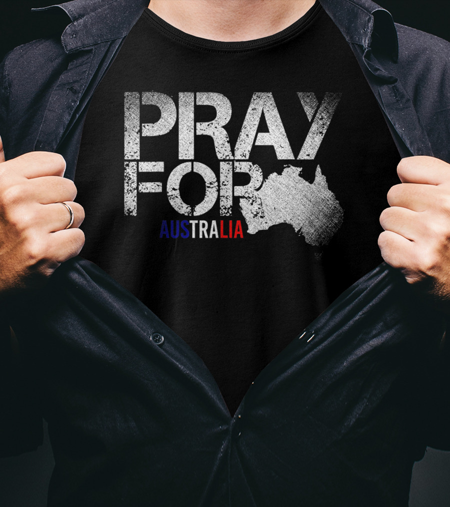 Pray For Australia Fire Storm Vintage Grunge Map T-Shirt