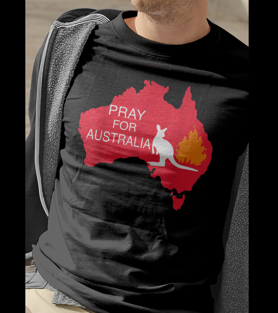Pray For Australia Kangaroo Fire Map T-Shirt