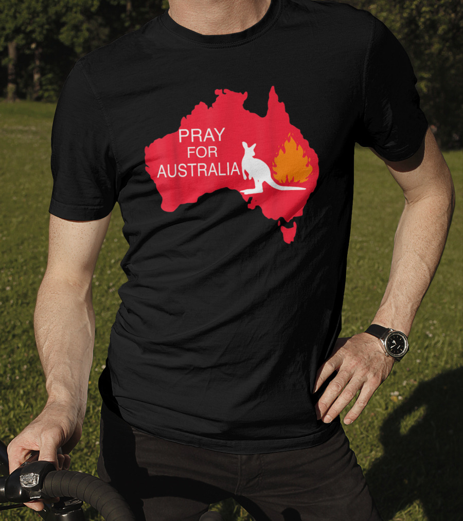 Pray For Australia Kangaroo Fire Map T-Shirt