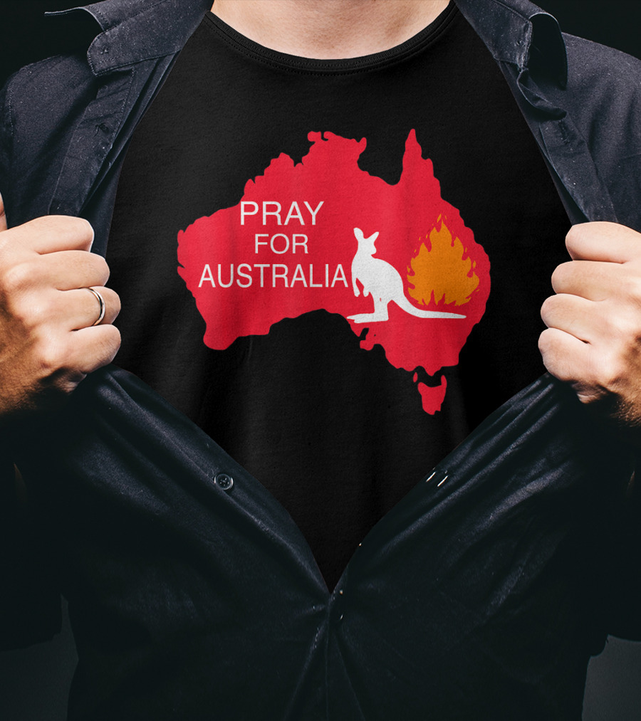 Pray For Australia Kangaroo Fire Map T-Shirt