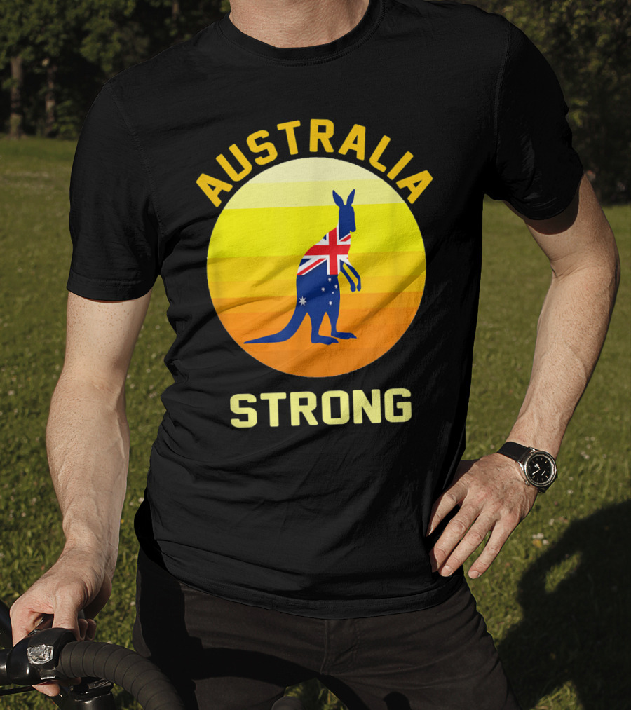 Australia Strong Retro Sun Kangaroo Flag T-Shirt