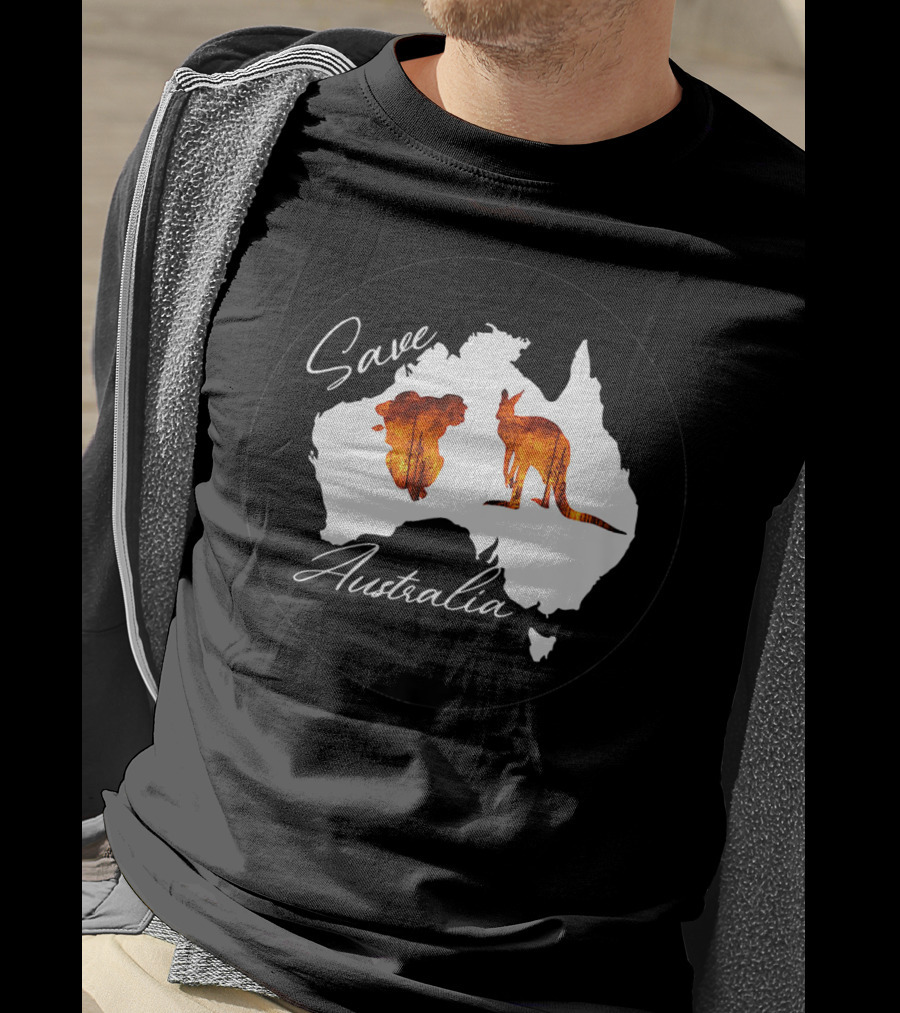 Save Australia Kangaroo And Koala Silhouette Forest Protection T-Shirt